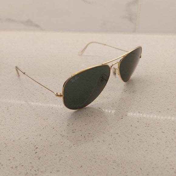 Ray-Ban Gold and Black Aviator Sunglasses